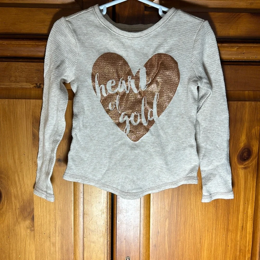 Old Navy Gold Heart of Gold Girls Long Sleeve Shirt